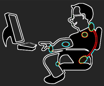 Homme assis devant son ordinateur
